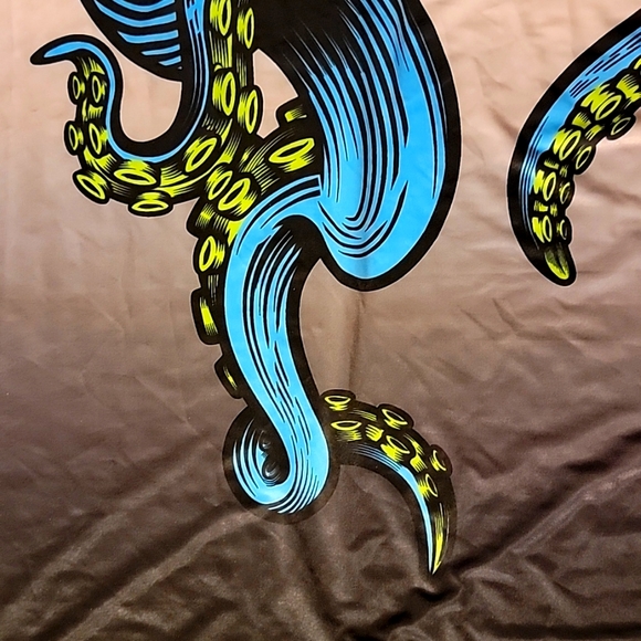 XXL Ocean Safari Squid Octapus Kraken Dynamic Blue Green Gray Long Sleeve Shirt - Picture 9 of 13